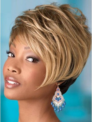 Kurze blonde gewellte Boycuts Bequeme Afroamerikanerperücken
