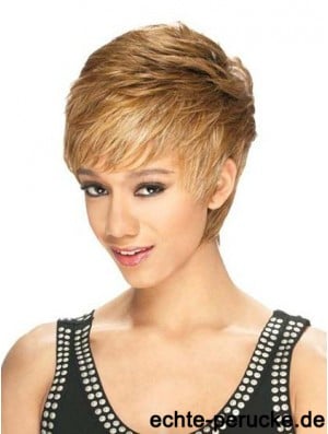 Designed Cropped Straight 8 Zoll Synthetic Glueless Lace Front Perücken
