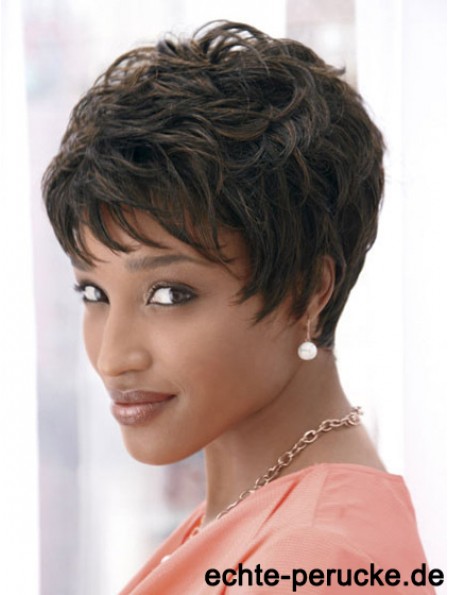 4 inch Cropped Boycuts Synthetic Capless Black Styles For African Americans