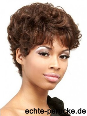 Cropped Auburn Curly Boycuts Praktische Afroamerikaner Perücken