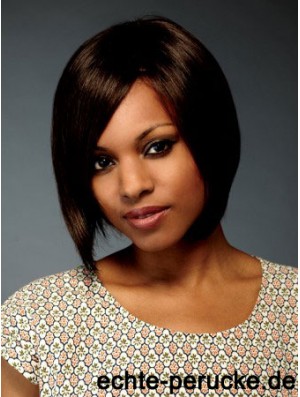 Kinnlänge Brown Straight Bobs Flexibilität Afroamerikaner Perücken