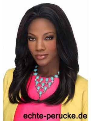 Fashion Black Long Layered Straight Glueless Lace Front Perücken