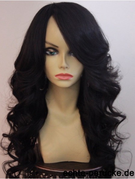 20 Zoll Lace Front Long Wavy mit Pony Beste Front Lace Perücken für Black Woman UK