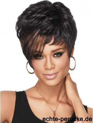 Cropped Black Wavy Boycuts Hochwertige Afroamerikaner Perücken