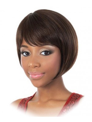 Kinn Länge Brown Straight Bobs Mode Afroamerikaner Perücken