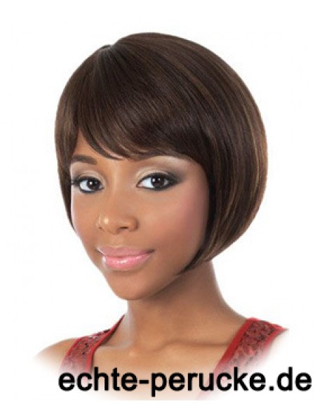 Kinn Länge Brown Straight Bobs Mode Afroamerikaner Perücken