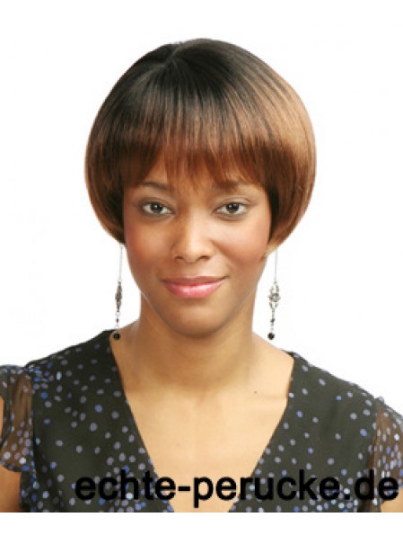 Kurze Auburn Straight mit Pony Erschwingliche Afroamerikaner Perücken
