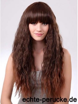 Long Ombre/2 Tone Curly With Bangs Suitable African American Wigs
