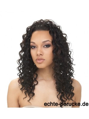 Natürliche schwarze lange ohne Pony Curly Glueless Lace Front Perücken