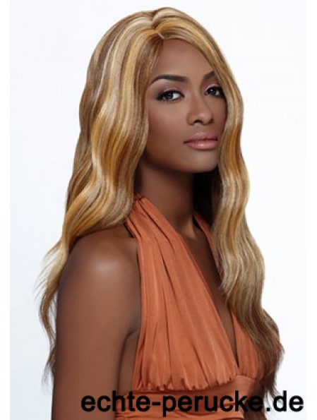 Lange blonde gewellte geschichtete ideale afroamerikanische Perücken