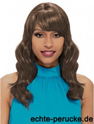 Schulterlange braune wellige mit Pony New African American Perücken