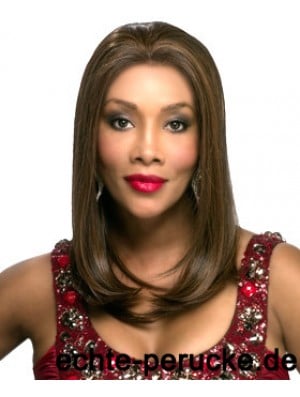 Fashionable Brown Long Without Bangs Straight Glueless Lace Front Wigs