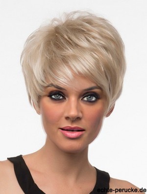 Kurze synthetische Perücken mit Pony Blonde Farbe Straight Style