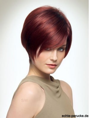 Rote 8  inchBoycuts Style Capless Synthetic Perücken