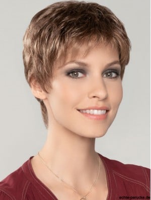 Straight Cropped 4 inch Auburn 100% Hand-tied Wigs