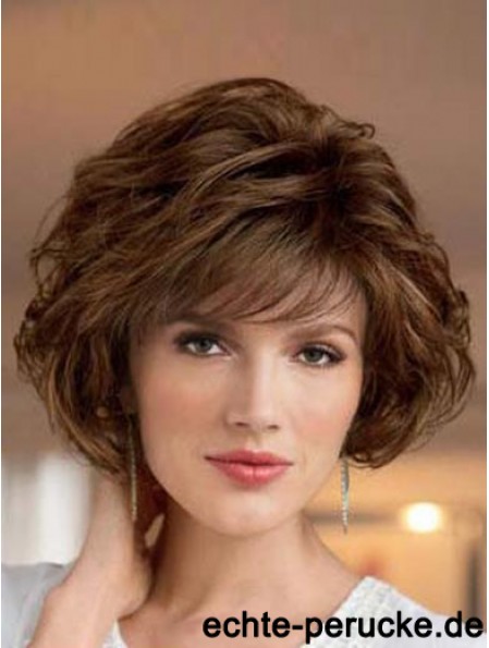 UK Synthetic Perücken Bobs Cut Short Length Brown Farbe Welliger Stil