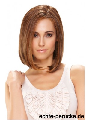 Synthetische Front Lace Perücken Kinn Länge Monofilament Straight Style Braun Farbe