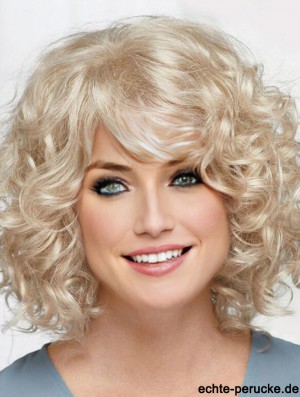 Curly Platinum Blonde Chin Länge 12 Zoll Frisuren Classic Perücken