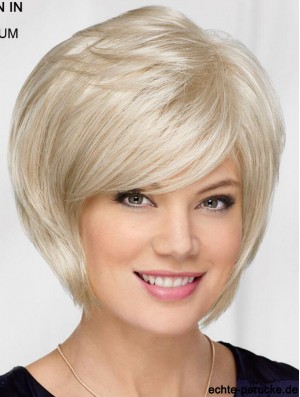 10 Zoll Kinn Länge Platin Blonde Straight Top Bob Perücken