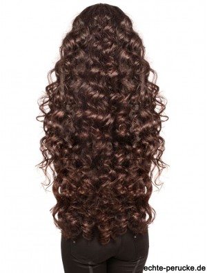 Lang mit Pony Curly Brown Modische synthetische Perücken