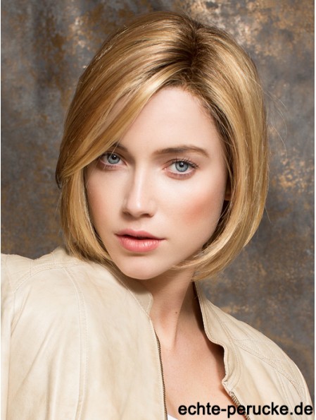 Kinn Länge Blonde No-Fuss 10 Zoll Straight Bob Perücken