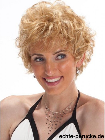 Capless Blonde 8 Zoll Cropped Boycuts Synthetische Perücken