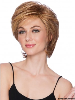 Capless Blonde 8 Zoll Short Layered Synthetic Perücken