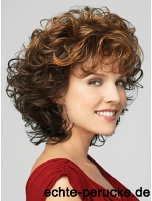 Classic Ladies Wig With Bangs Lace Front Curly Style Chin Length