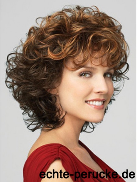 Klassische Damenperücke mit Pony Lace Front Curly Style Chin Länge