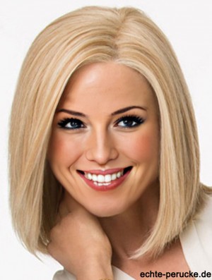 Blonde synthetische Perücke Spitze vorne schulterlang Blonde Farbe Straight Style