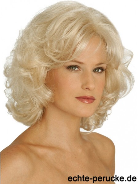 Perücken UK Synthetic Chin Länge Blonde Farbe Curly Style