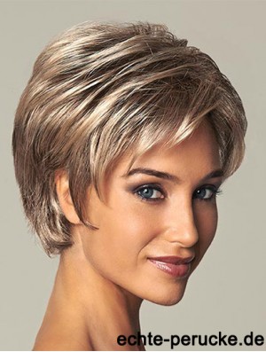 Kurze Damen synthetische Perücke mit Lace Front Straight Style Layered Cut