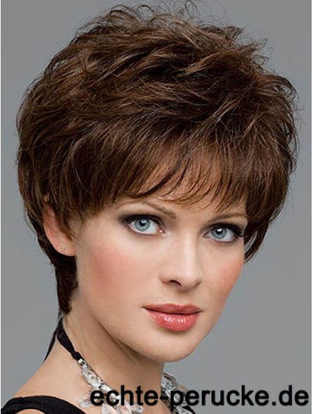 Brown Wavy Short Boycuts Spitze Front Günstige Perücke UK