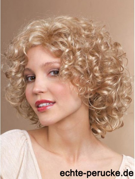 Kinnlänge Classic Curly Blonde Stylish Synthetic Perücken