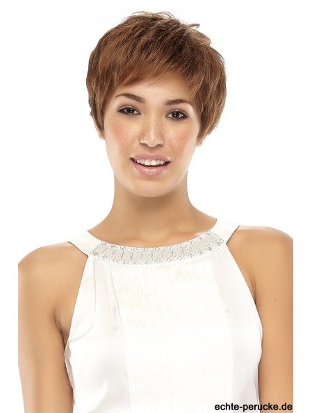 Praktische Brown Cropped Wavy Boycuts Lace Front Perücken