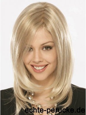 Shoulder Length Without Bangs Straight Blonde Flexibility Synthetic Wigs
