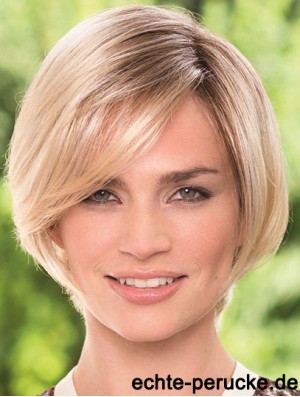 Kinn Länge Blond Langlebige 8 Zoll Straight Bob Perücken