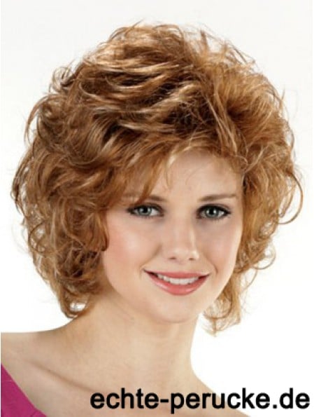 Trendy Brown Kinn Länge Curly Layered Lace Front Perücken