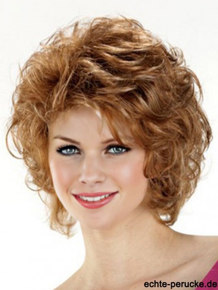 Trendy Brown Kinn Länge Curly Layered Lace Front Perücken