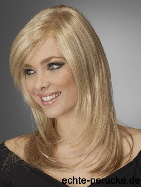 Beste bequeme synthetische Perücken mit Pony Monofilament Blonde Farbe Welliger Stil