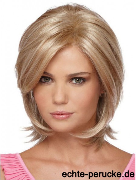 Kinnlange Bobs Straight Blonde Moderne synthetische Perücken