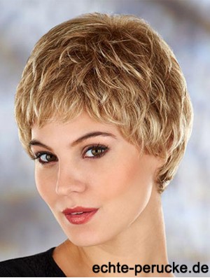 Moderne 4 Zoll wellige blonde Boycuts kurze Perücken