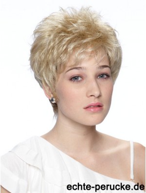 Cropped Boycuts Wavy Blonde Modische synthetische Perücken