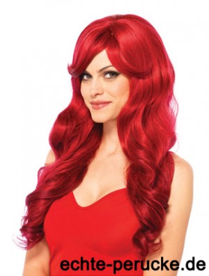 22 Zoll wellig mit Pony Capless Red Natural Long Perücken