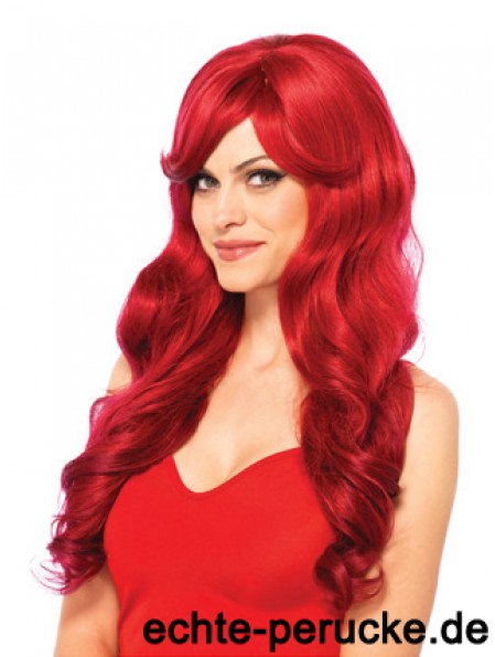 22 Zoll wellig mit Pony Capless Red Natural Long Perücken