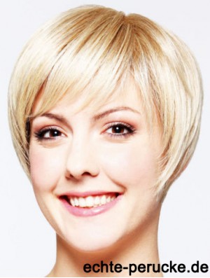 Frisuren 8 Zoll Straight Blonde Layered Short Perücken