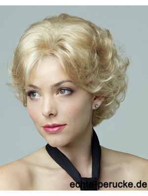 Bobs Short Blonde Curly Top Petite Perücken