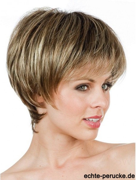 Boycuts Short Brown Straight Sleek Petite Perücken