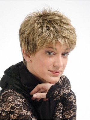 Moderne 6 Zoll gerade blonde Boycuts kurze Perücken