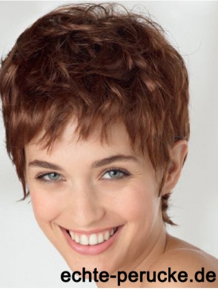 Exquisite 6 Zoll gewellte Auburn Boycuts kurze Perücken